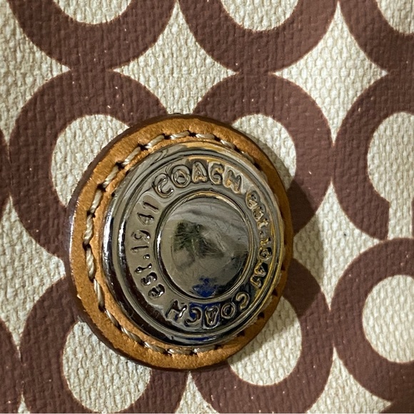 Coach Swing Bag Crossbody Signature Coated Canvas Leather Brown/Cream Patterned - Picture 12 of 16